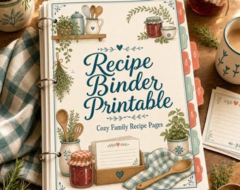 Páginas imprimibles para archivador de recetas familiares acogedor (descarga en PDF)