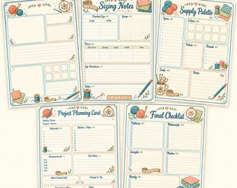 Patroonontwerp notitieboek printable, breien haken naaien projectplanner PDF download