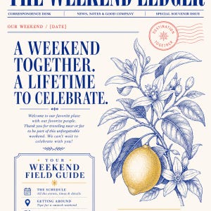 Stampabile del giornale degli invitati al matrimonio, guida pratica per il weekend di 12 pagine