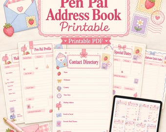 Penvriend adresboek printable, snail mail contacten organizer (PDF)
