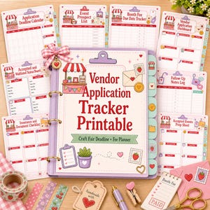 Vendor Application Tracker Printable, Craft Fair Deadline and Fee Planner PDF