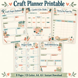 Planificateur créatif imprimable PDF, organiseur de projets DIY, suivi de projet (téléchargement)