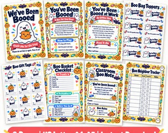 You've Been Booed Printable Kit, Halloween Door Sign, Boo Poem, Treat Bag Toppers, Tags