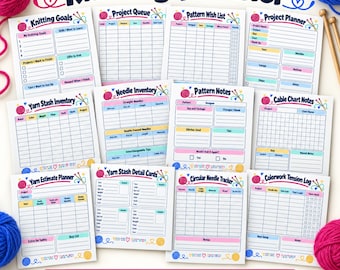 Breiplanner (printbaar), Breiprojectdagboek, Garenvoorraad, Naaldeninventaris, Steekverhoudingsmeter