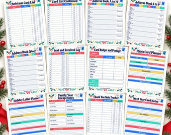 Christmas Card List Printable, Holiday Address Book, Sent and Received Tracker, Family Newsletter Planner