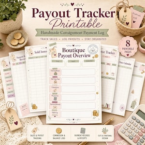 Payout Tracker Printable, Handmade Consignment Payment Log PDF