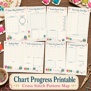 Chart Progress Printable, Cross Stitch Pattern Map Tracker PDF