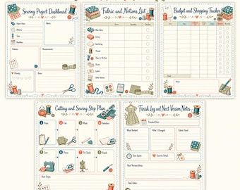 Naaiprojectplanner met stof-, maat- en pasinstructies