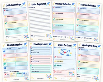 Carta a mi yo del futuro imprimible, kit de escritura con preguntas, reflexión a 1 y 5 años y etiqueta de sobre