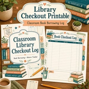 Classroom Library Checkout Log: Book Borrowing, Returns and Overdue Tracker