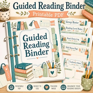 Guided Reading Binder Printable, Teacher Reading Group Tracker PDF, Classroom Organizer