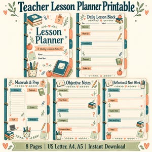 Teacher Lesson Planner Printable: Weekly, Daily and Small Group Planning Pages