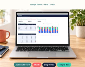 Budgetplanner voor salaris, Google Sheets + Excel, rekeningen per salarisstrook (digitale download)