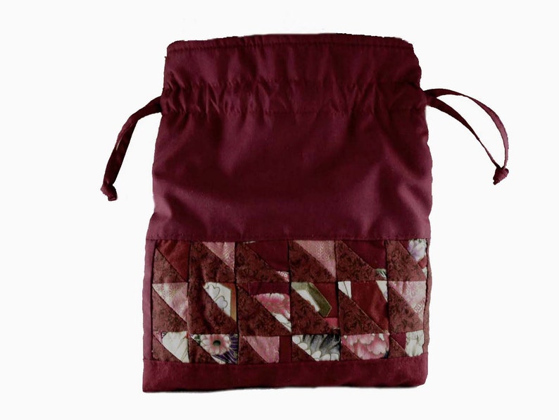 red pink patchwork drawstring pouch