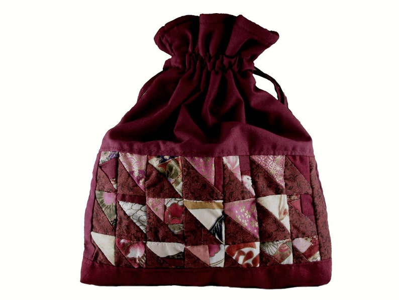 red pink patchwork drawstring pouch