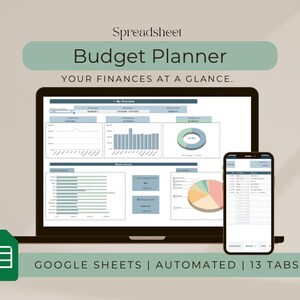 Budget Planner Google Sheets | Expense Tracker, 20 Currencies & Savings Planner | Monthly Budget | Digital Download
