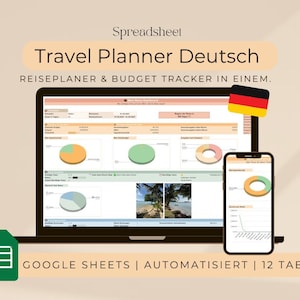 Reiseplaner Google Sheets | Budget Tracker Deutsch | Packliste & Sparplan | Sofort Download
