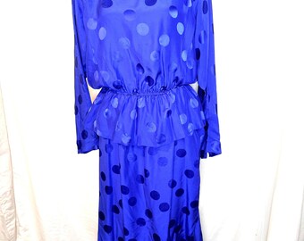 Ensemble tailleur-jupe vintage Liz Claiborne 100 % soie à pois, années 1990, taille 14