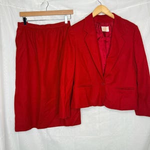 70-tals vintage Pendleton röd ullkjolkostym 100% ny ull