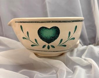 East Texas Pottery Grünes Herz Spongeware Teigschüssel 7 ”Rührschüssel
