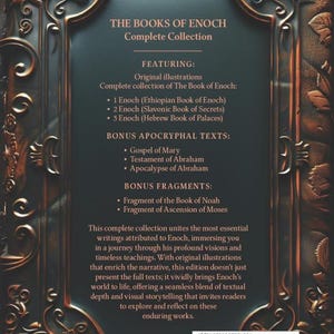 K&ouml;nnte beinhalten: Eine vollst&auml;ndige Sammlung von "Die B&uuml;cher Henoch" mit Originalillustrationen. Das Cover zeigt verzierte, dunkelbronze farbene Filigranarbeiten und Text. Enth&auml;lt das Buch Henoch, apokryphe Texte und Fragmente.
