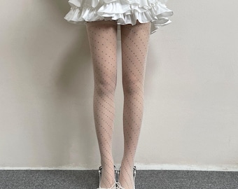 Polka Dot Sheer Tights Women French Vintage Dot Stockings Coquette Aesthetic Tights Dark Academia Balletcore Gift for Her