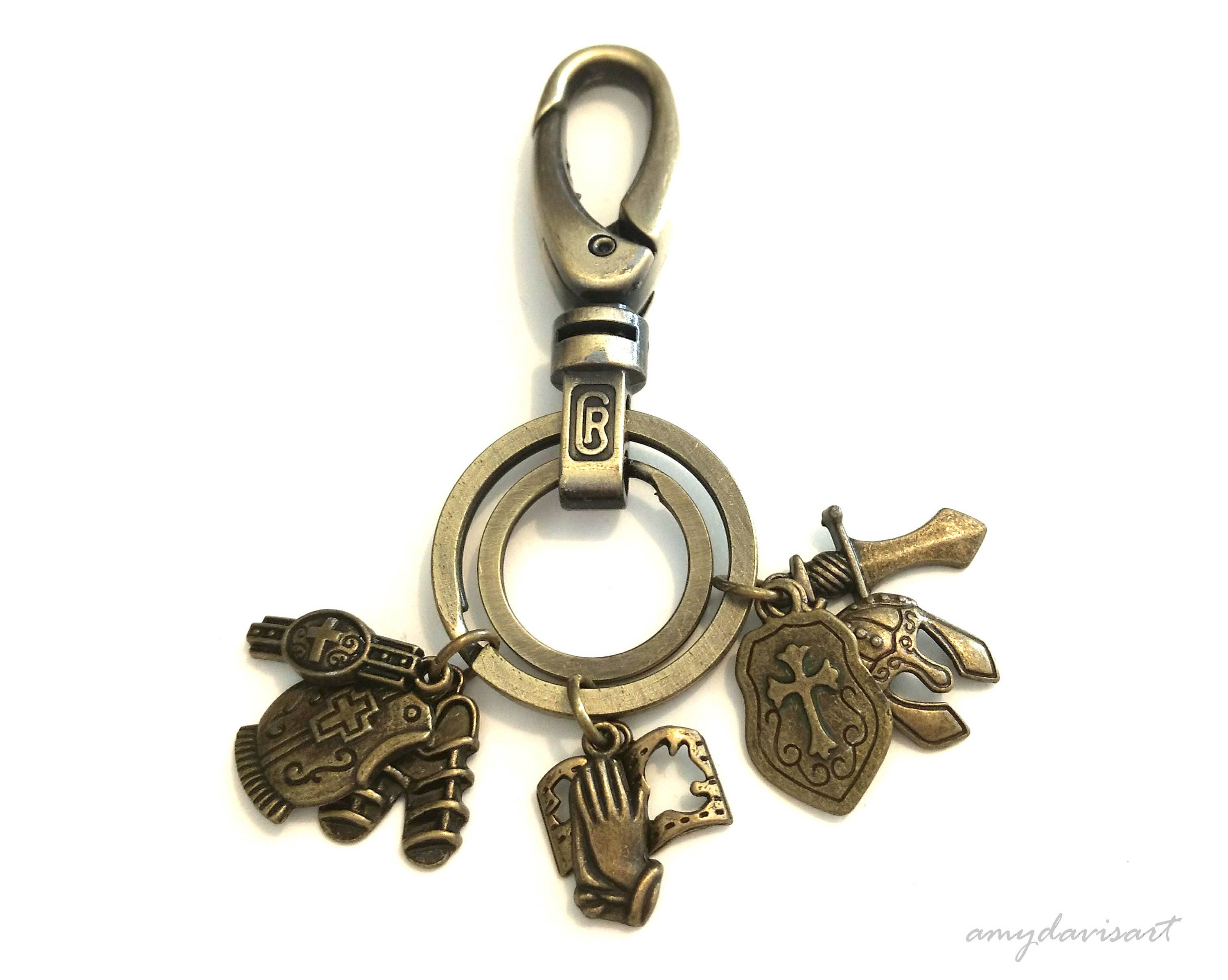 Armor of God Christian Keychain Ephesians 6 Bronze Keychain Etsy