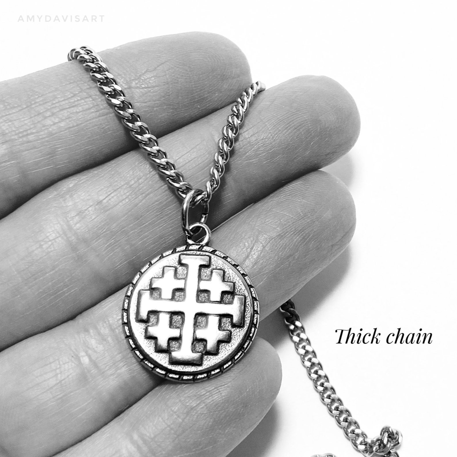 Jerusalem Cross Necklace for Men Christian Jewelry Stainless Etsy