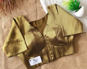 Banarasi Zari Silk Blouse, Readymade Padded Choli, Festive Ethnic Wedding Crop