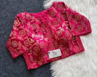 Banarasi Silk Brocade Blouse, Stretch Fit Padded Choli, Indian Wedding Ethnic Top