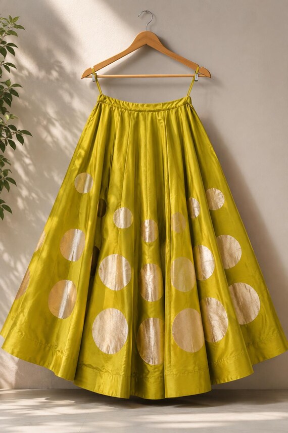 Roman Silk Navratri Lehenga Choli Set, Gota Work, Mirror Lace, 6 Meter Flare