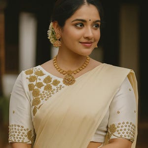 Ready-to-Wear Padded Soft Silk Hand Embroidered Blouse | Heavy Threadwork Designer Crop Top for Saree