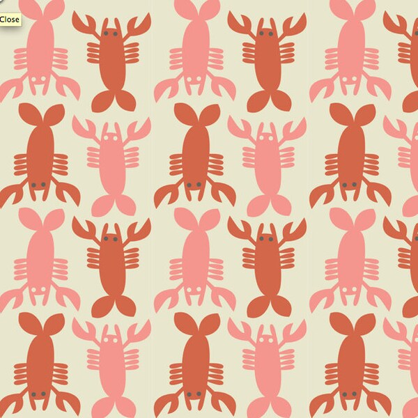 Crabtastic Lobster Fabric by Maude Asbury for Blend Fabrics 101 104 02 1 Ivory
