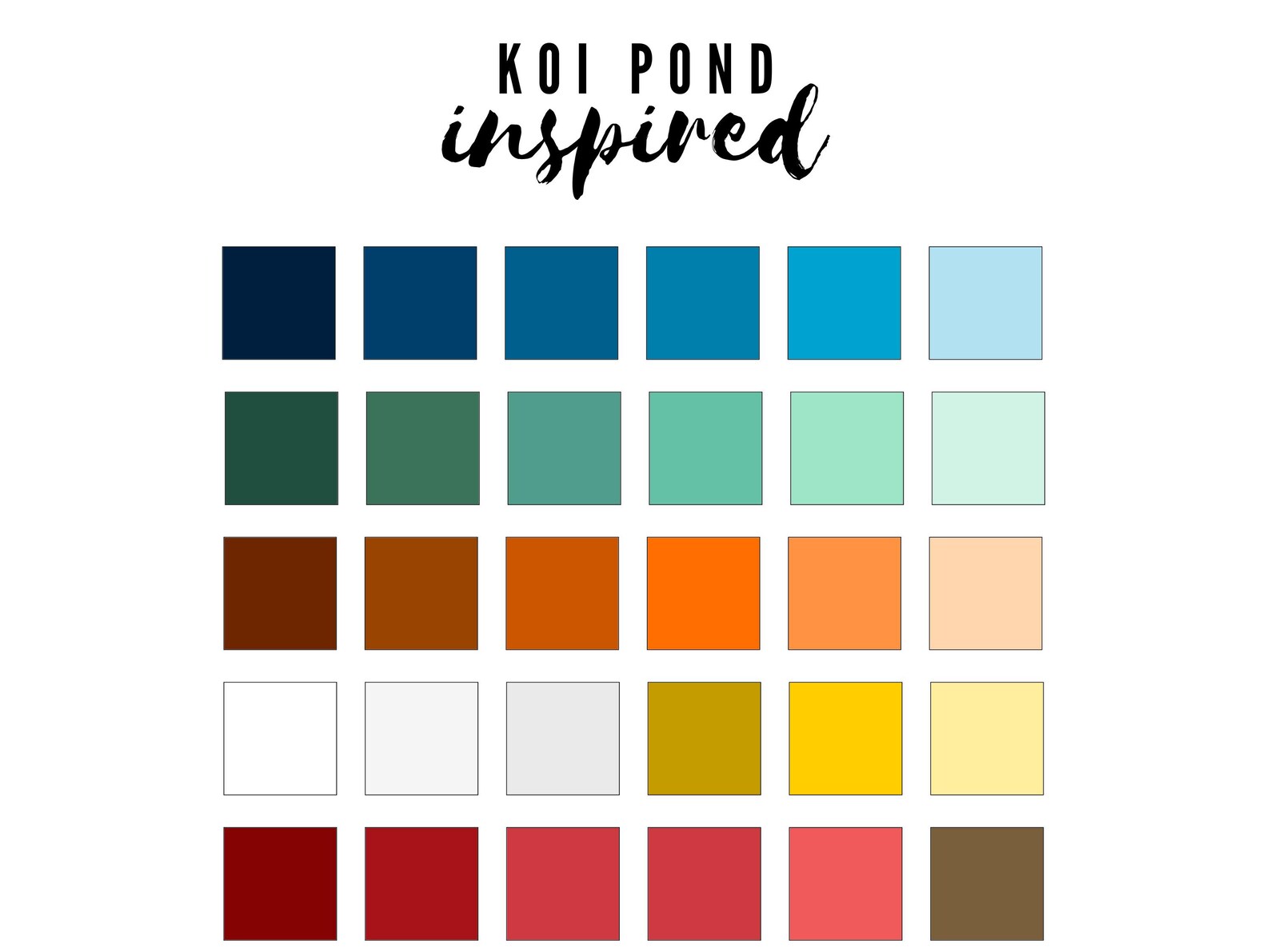 Procreate Color Palette Koi Pond Fish Japanese Water Garden Nature ...