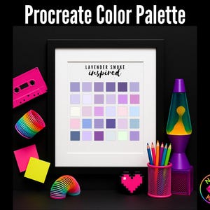 Lavender Smoke Color Palette for Procreate – 30 Colors with Hex Codes + Free Guide Digital Download by Neon Kiss