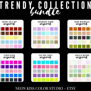 Trendy Collection Color Palette Bundle for Procreate & Canva – 180 Colors with Hex Codes + Free Guide Digital Download by Neon Kiss