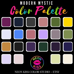 Modern Mystic Color Palette for Procreate & Canva – 30 Colors with Hex Codes + Free Guide