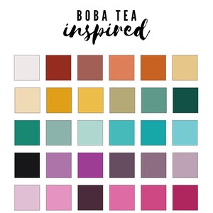 Procreate Color Palette Boba Tea drink beverage Asian Inspired Color Scheme Swatches Digital Art iPad Coloring Drawing