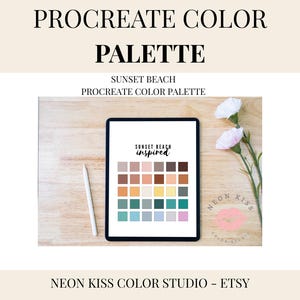 Sunset Beach Color Palette for Procreate ‚Äì 30 Colors with Hex Codes + Free Guide Digital Download by Neon Kiss