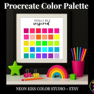 Procreate Color Palette 1980s Eighties Retro Nostalgia Neon Era Inspired Color Scheme Swatches Digital Art iPad Coloring Drawing