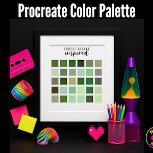 Forest Ritual Color Palette for Procreate – 30 Colors with Hex Codes + Free Guide Digital Download by Neon Kiss