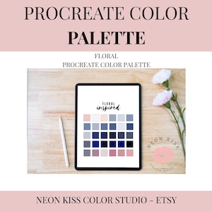 Procreate Color Palette Blue Pink Floral flower bloom petal Inspired Color Scheme Swatches Digital Art iPad Coloring Drawing