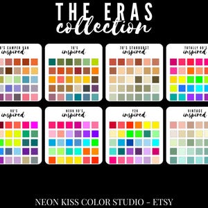 The Eras Vintage Retro Nostalgia Collection Color Palette Bundle for Procreate Canva with Hex Codes + Free Guide Digital Download