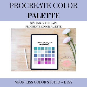 Procreate Color Palette – Singing in the Rain Theme | 30 Blue and Purple Swatches for Digital Art & iPad Drawing