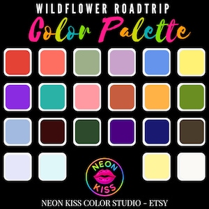 Wildflower Roadtrip Color Palette for Procreate & Canva – 30 Colors with Hex Codes + Free Guide
