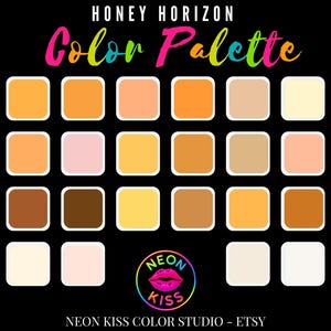 Paleta de cores Honey Horizon para Procreate e Canva – 30 cores com códigos hexadecimais + guia gratuito