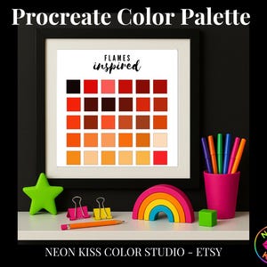 Paleta de colores Procreate Efecto de fuego en llamas Esquema de colores inspirado Muestras Arte digital iPad Colorear Dibujo