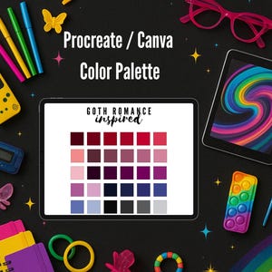 Procreate Color Palette Goth Romance love Valentine&#39;s Day Inspired Color Scheme Swatches Digital Art iPad Coloring Drawing