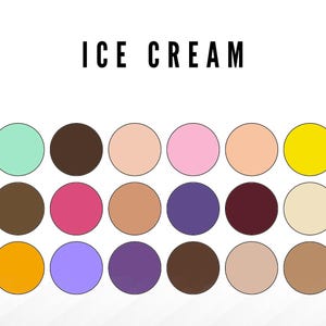 Procreate Color Palette Ice Cream Treat Food Dessert Inspired Color Scheme Swatches Digital Art iPad Coloring Drawing
