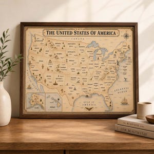 USA Push Pin Travel Map | Personalized Travel Tracker Poster | Large United States Map Pin Board | Travel Gift for Couples | Digital Art